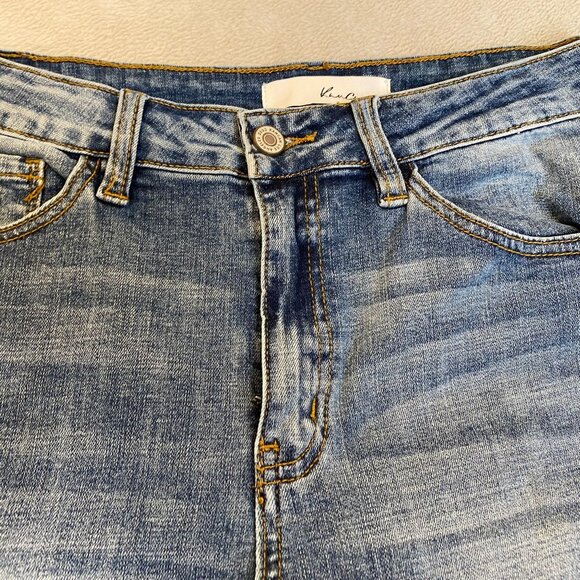 KanCan Women's Jeans 30x26 Mid-Rise Destroyed Skinny With Leopard Print Patches - Picture 13 of 16